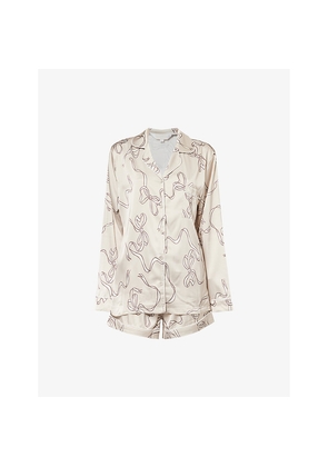 Womens The Nap Co Graphic-Print Long-Sleeve Jersey Pyjama Set