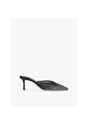 Womens Jimmy Choo Vivi 65 Crystal-Embellished Mesh Heeled Mules