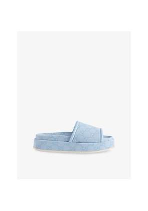 Womens Gucci Gg Platform Canvas Sandals