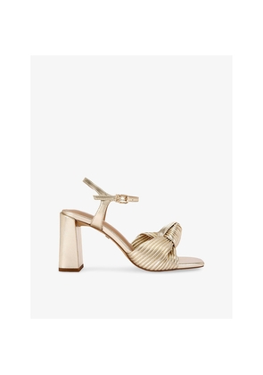 Womens KG Kurt Geiger Signet 105 Twisted-Strap Metallic Faux-Leather Heeled Sandals