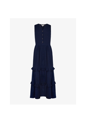 Womens Ro&Zo V-Neck Tiered-Hem Cotton Maxi Dress