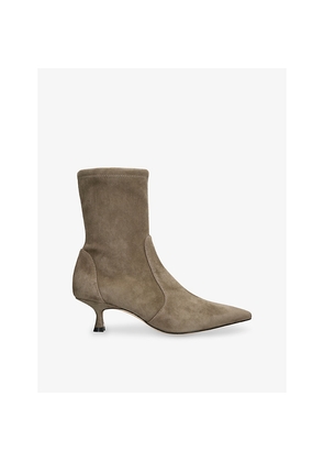 Womens Stuart Weitzman Naomi Suede Heeled Ankle Boots