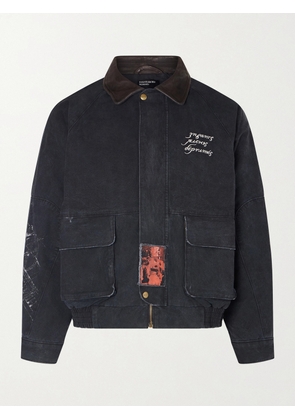 Enfants Riches Déprimés - Constructivist Logo-Embroidered Leather-Trimmed Cotton-Canvas Jacket - Men - Black - S