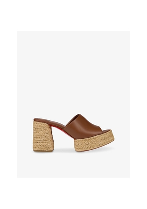 Womens Christian Louboutin Calakala 85 Leather Heeled Espadrilles