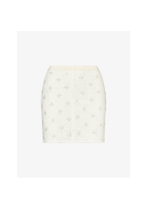 Womens Amy Lynn Lucia Embellished Woven Mini Skirt