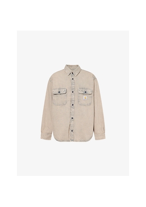 Mens Carhartt WIP Tigan Brand-Patch Cotton Denim Shirt