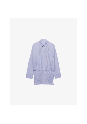Womens Prada Stripe-Print Cotton-Poplin Mini Shirt Dress