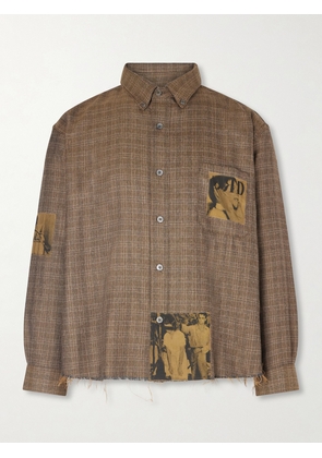 Enfants Riches Déprimés - Assemblage Frayed Appliquéd Checked Wool-Flannel Shirt - Men - Brown - S