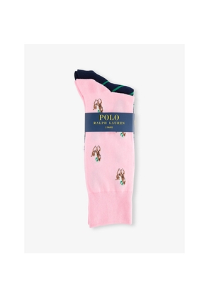 Mens Polo Ralph Lauren Printed Pack Of Two Stretch-Cotton Blend Socks