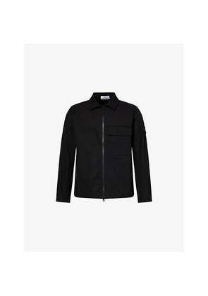 Mens Stone Island Panama Logo-Patch Cotton Jacket