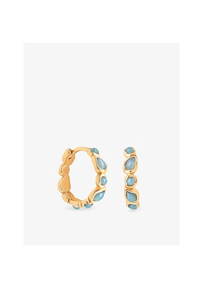 Womens Astrid & Miyu Opal Pear Bezel 18ct Yellow Gold-Plated Sterling-Silver and Nano-Gem Hoop Earrings