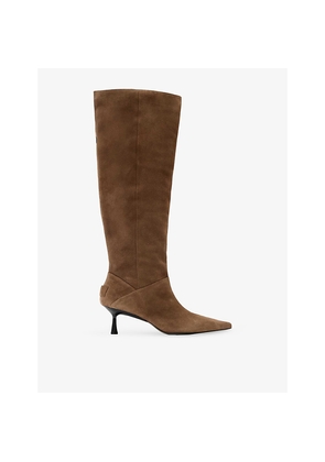 Womens Allsaints Odyssey Leather Heeled Knee-High Boots