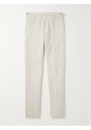 Ralph Lauren Purple Label - Slim-Leg Cotton-Moleskin Trousers - Men - Neutrals - UK/US 30