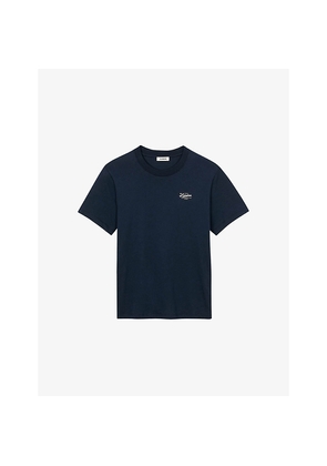 Mens Sandro Logo-Appliqué Short-Sleeve Cotton T-Shirt