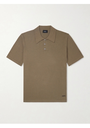 A.P.C. - Logo-Intarsia Cotton Polo Shirt - Men - Green - S
