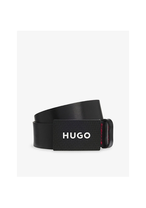 Mens Hugo Branded Plaque Leather Belt
