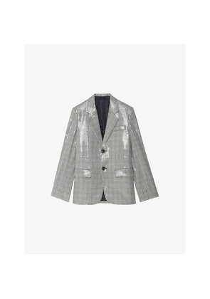 Womens Zadig&Voltaire Vanille Sequin-Embellished Single-Breasted Stretch-Woven Blazer