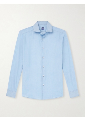 FEDELI - Sean Cotton-Chambray Shirt - Men - Blue - EU 38