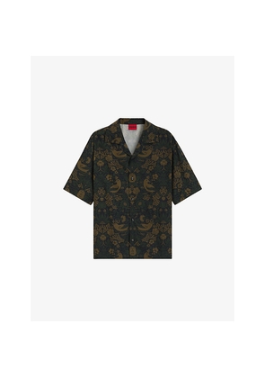 Mens Hugo Graphic-Print Short-Sleeve Cotton Shirt