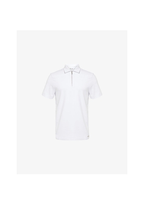 Mens Belier Zip Short-Sleeves Stretch-Woven Polo Shirt