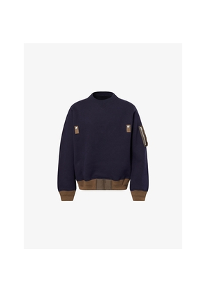 Mens Sacai Sponge Contrast Cotton-Blend Sweatshirt