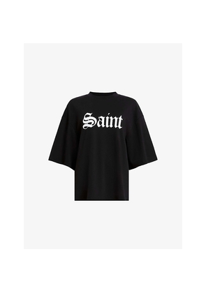 Womens Allsaints Amelie Branded-Print Cotton-Jersey T-Shirt