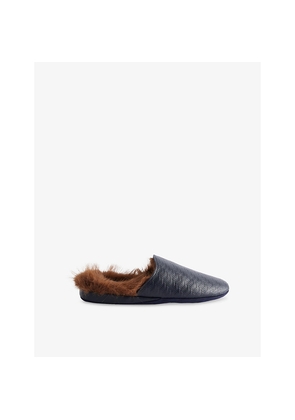 Mens Thames Baskerville Faux Leather and Fur Slipper