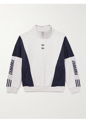 adidas Originals - Willy Chavarria Watsonville Two-Tone Logo-Embroidered Cotton-Blend Jersey Sweatshirt - Men - White - S