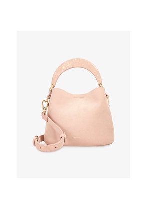 Womens Dune Dharla Moulded-Handle Suede Handbag