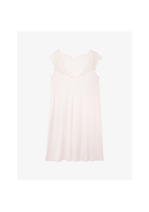 Womens The White Company Lace-Trim Stretch-Jersey Nightdress