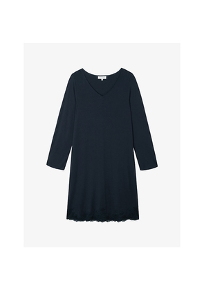 Womens The White Company Lace-Appliqué Stretch-Jersey Nightdress