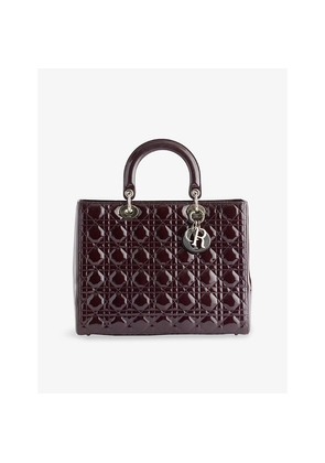 Womens Reselfridges Pre-Loved Dior Lady Dior Large Patent-Leather Top-Handle Bag