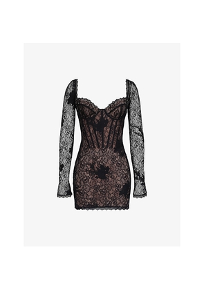 Womens House of CB Lucienne Stretch Floral-Lace Mini Dress