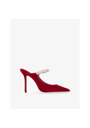Womens Jimmy Choo Bing 100 Embellished Velvet Mules