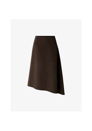 Womens Soeur Geneve Asymmetric-Hem Wool-Blend Midi Skirt