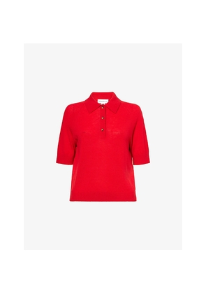 Womens Victoria Beckham Superfine Wool Knit Polo Shirt