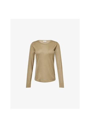 Womens Soft Goat Featherlight Round-Neck Silk and Cashmere Jumper