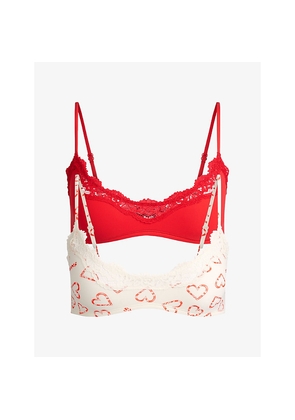 Womens Skims Scoop Lace-Trim Jersey Pack Of Two Bralettes