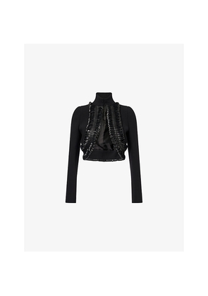 Womens Alaia Cropped Braided Woven Jacket