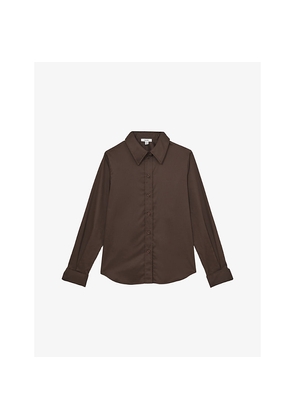 Womens Reiss Lottie Long-Sleeve Cotton-Sateen Shirt