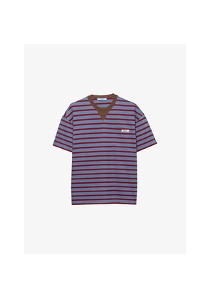 Womens Prada Oversized Striped Cotton-Jersey T-Shirt
