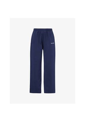 Womens Sporty & Rich Ten Wide-Leg Cotton-Jersey Jogging Bottoms