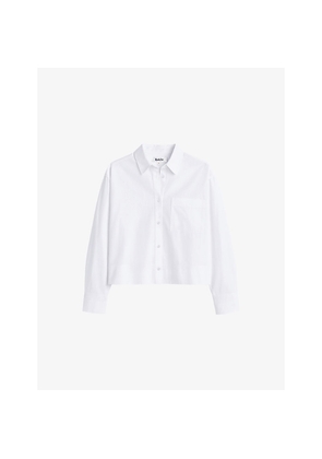 Womens Ro&Zo Cropped Long-Sleeve Cotton-Poplin Shirt