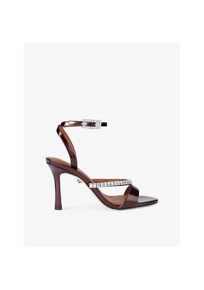Womens Kurt Geiger London Crystal Strap Patent-Leather Heeled Sandals