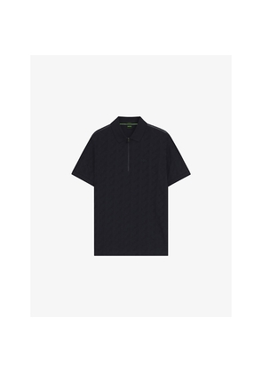 Mens Brand-Embossed Short-Sleeved Cotton Polo Shirt