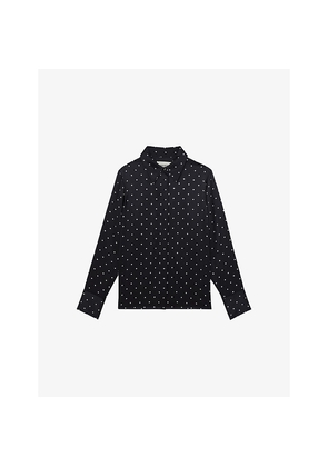 Womens Reiss Ameira Polka-Dot Silk Shirt