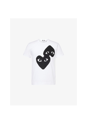 Mens Comme Des Garcons Play Logo Print Crewneck Cotton-Jersey T-Shirt