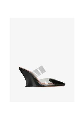 Womens Azzedine Alaia Le Coeur 90 Patent-Leather and PVC Wedge Mules