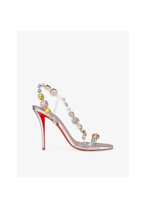 Womens Christian Louboutin Rosa Z Jewel 100 Calf-Leather Heeled Sandals