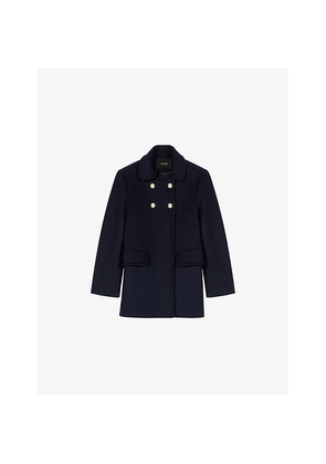 Womens Maje Collared Double-Breasted Wool-Blend Coat